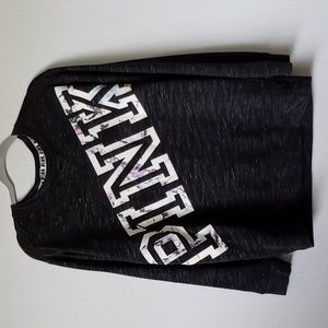 PINK By Victoria Secret Women's  Logo Campus Fleece Sweatshirt Size Small Black